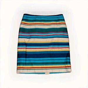 Talbots Rainbow Striped Pencil Skirt Size 10 Petite Business Casual Office Wear
